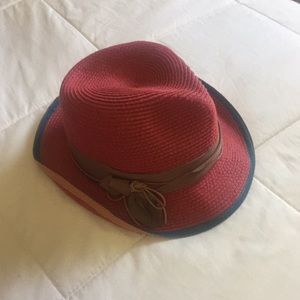 Red Anthropologie Fedora w/ Ribbon Detail